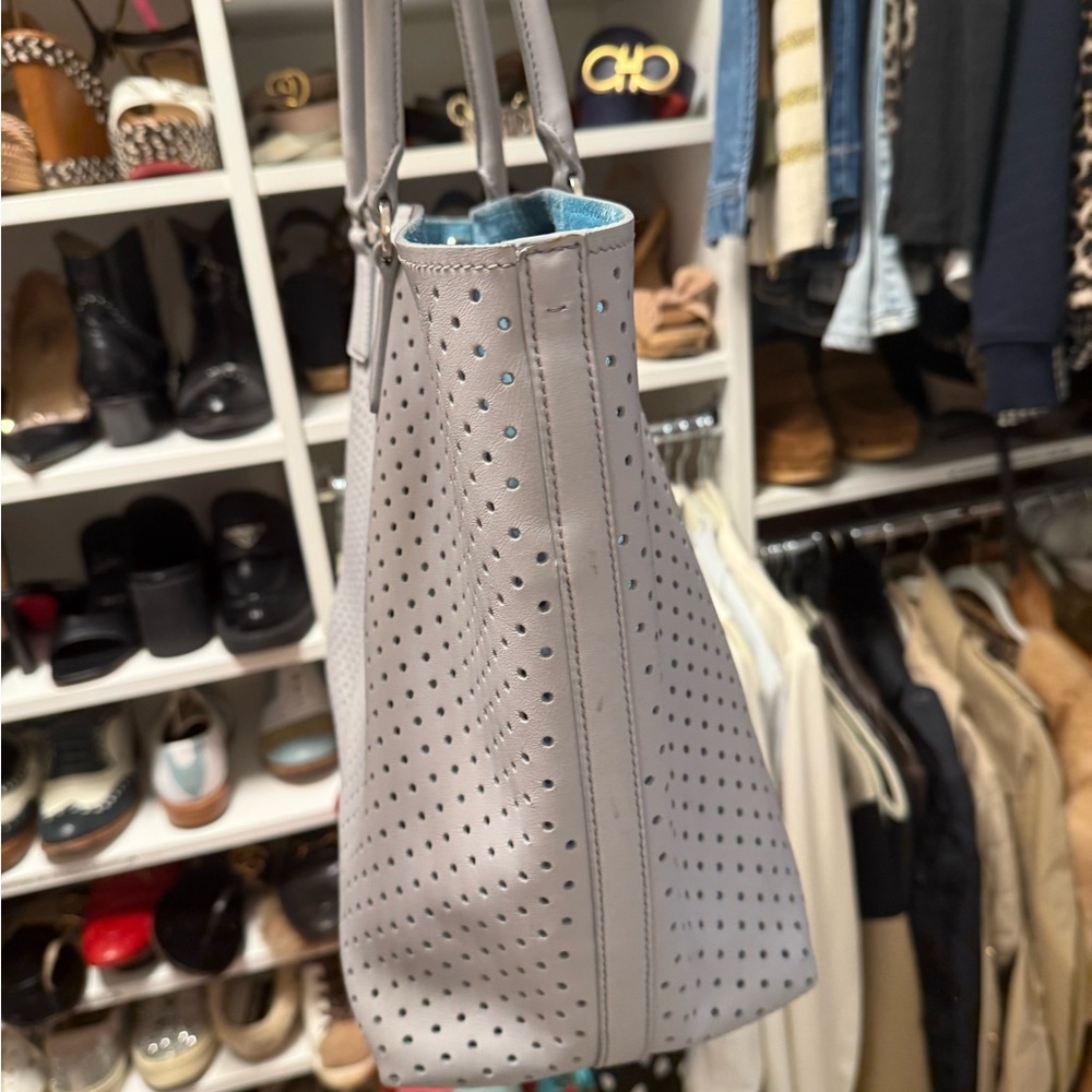 Prada Gray Perforated Tote Bag - Picture 3 of 6